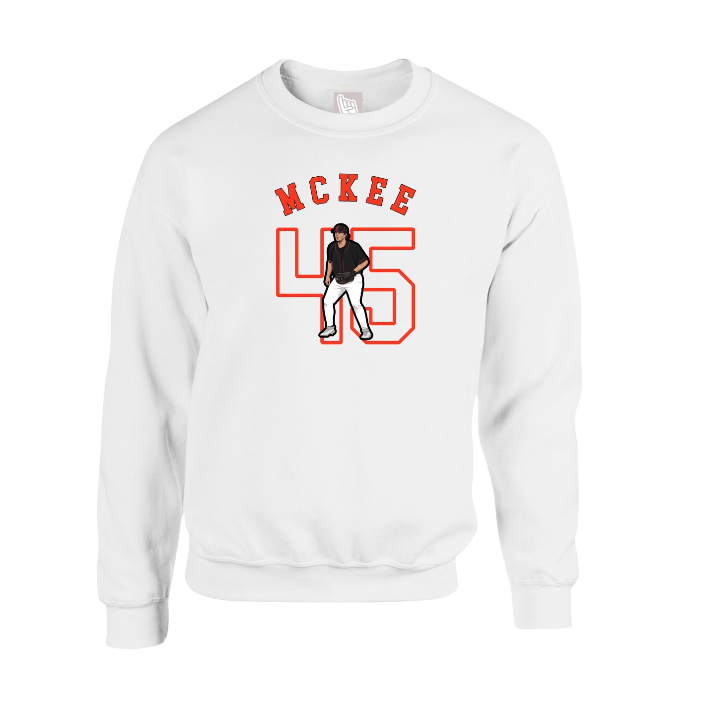 Fleece Crew — Shirsey Arch in White