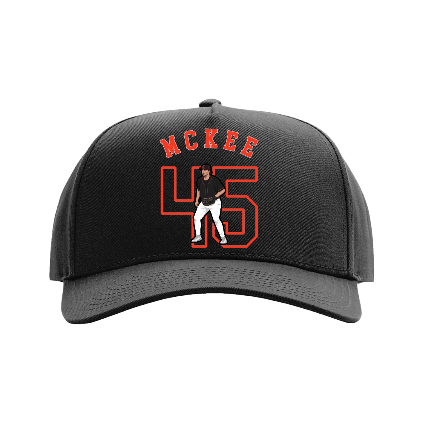Full Fabric Five-Panel Champ Cap — Shirsey Arch in Black