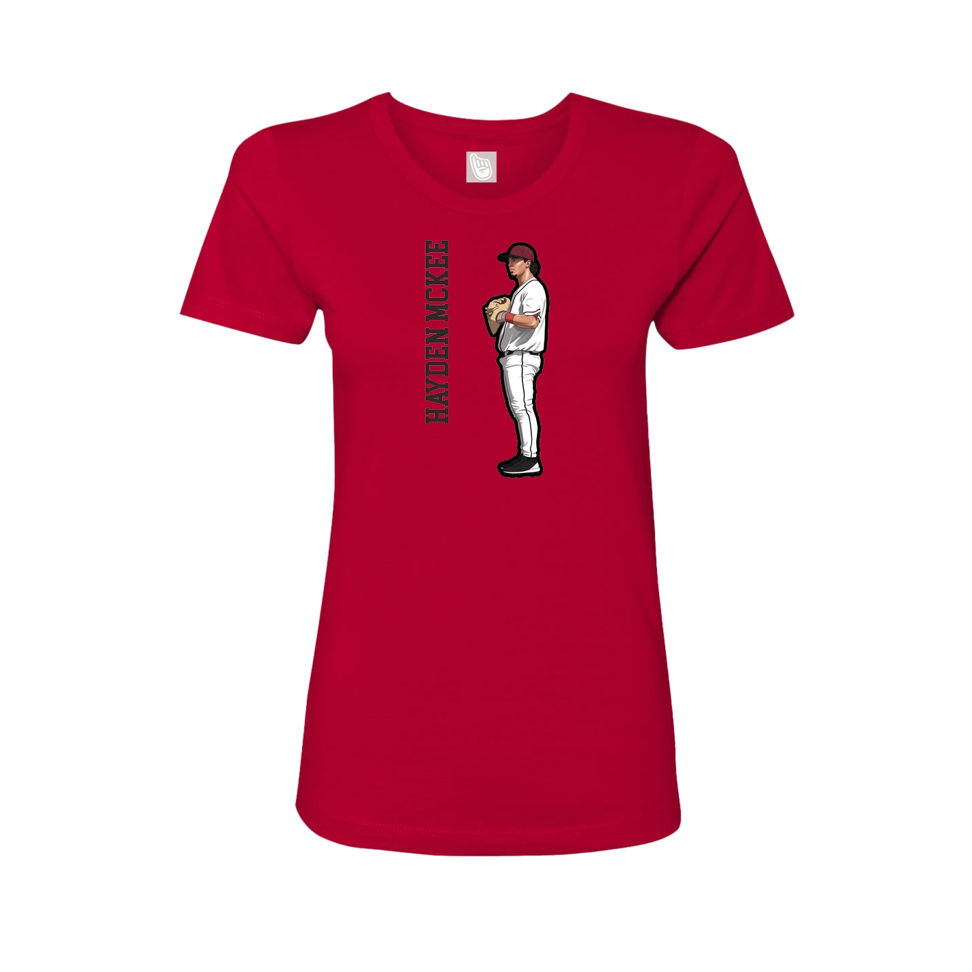 Fitted Women's Tee — Name Vertical in Red