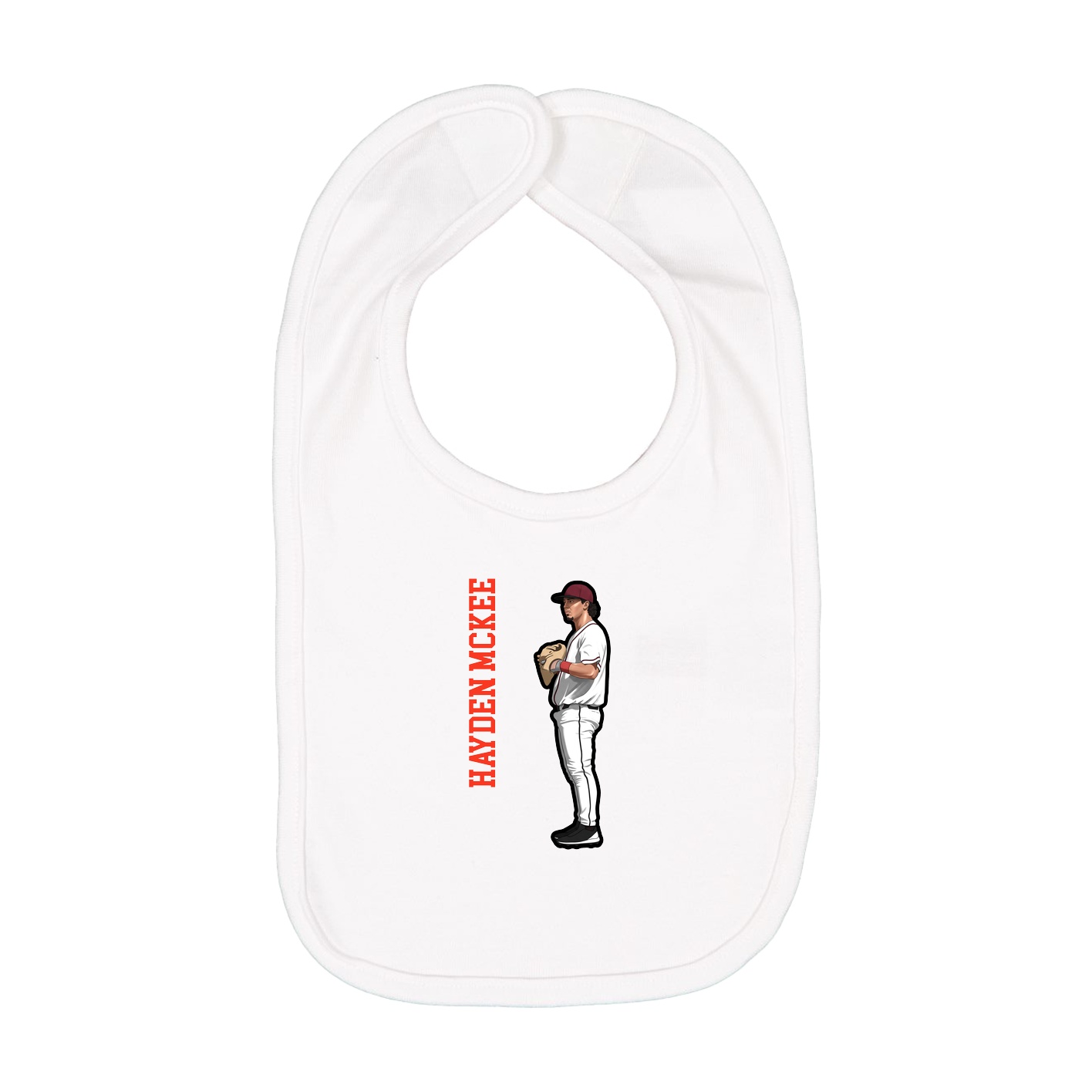 Infant Bib — Name Vertical in White
