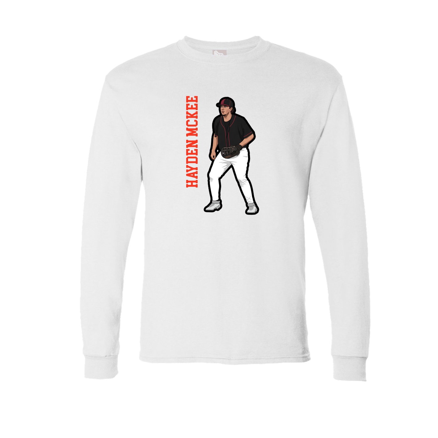 Long Sleeve Tee — Name Vertical in White