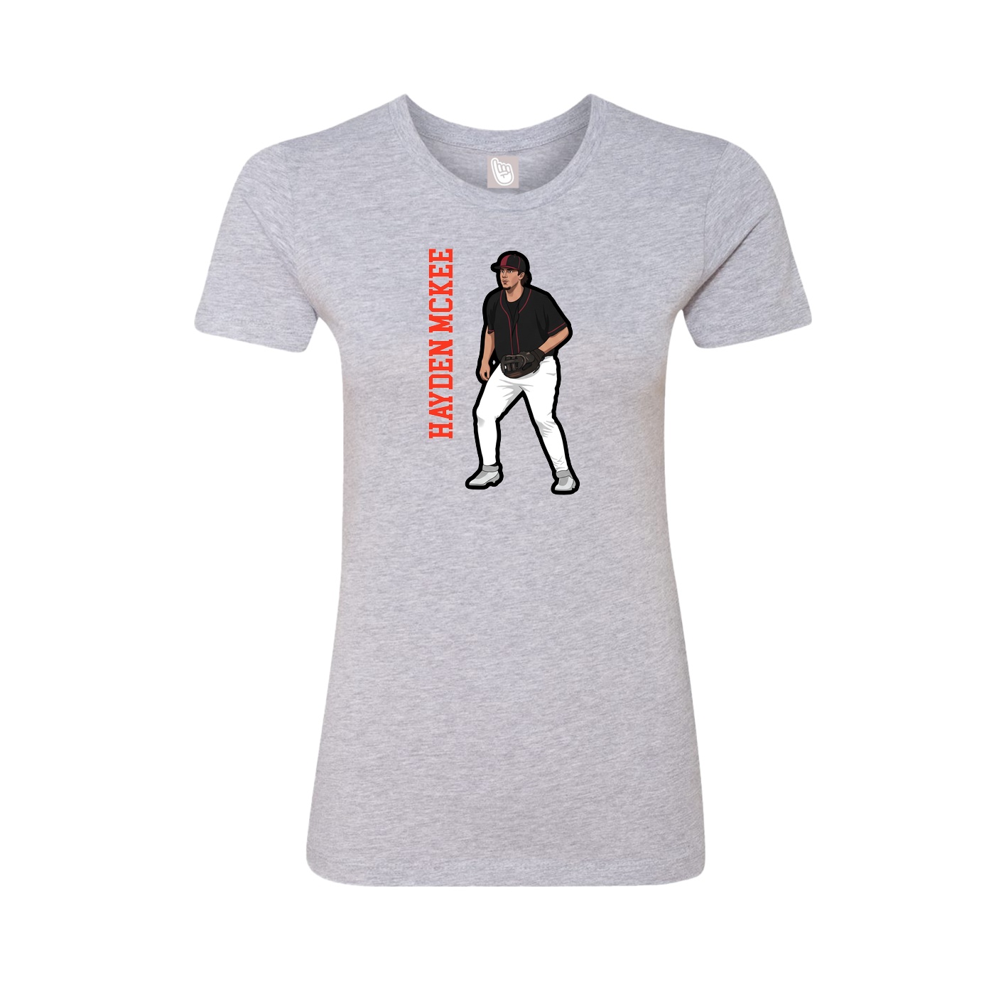 Womens Tee — Name Vertical in Grey
