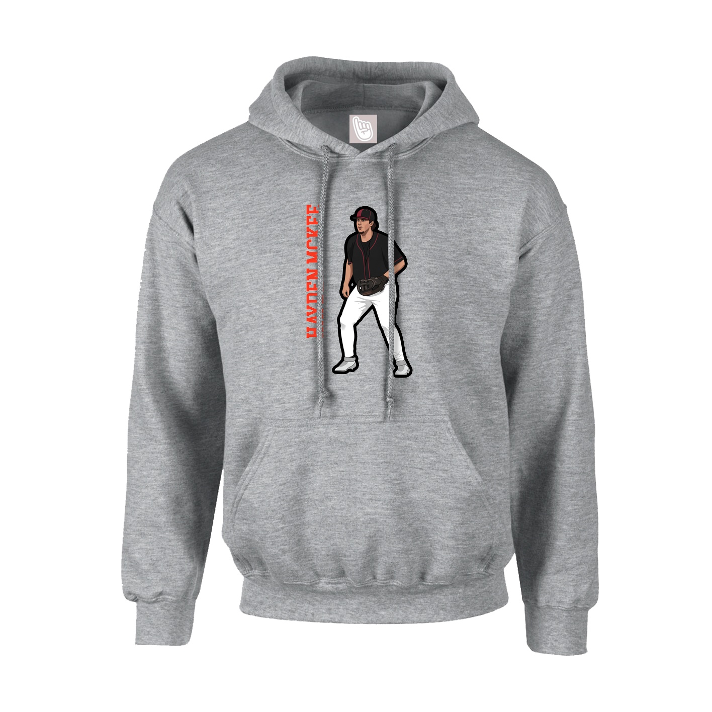 Youth Hoodie — Name Vertical in Grey