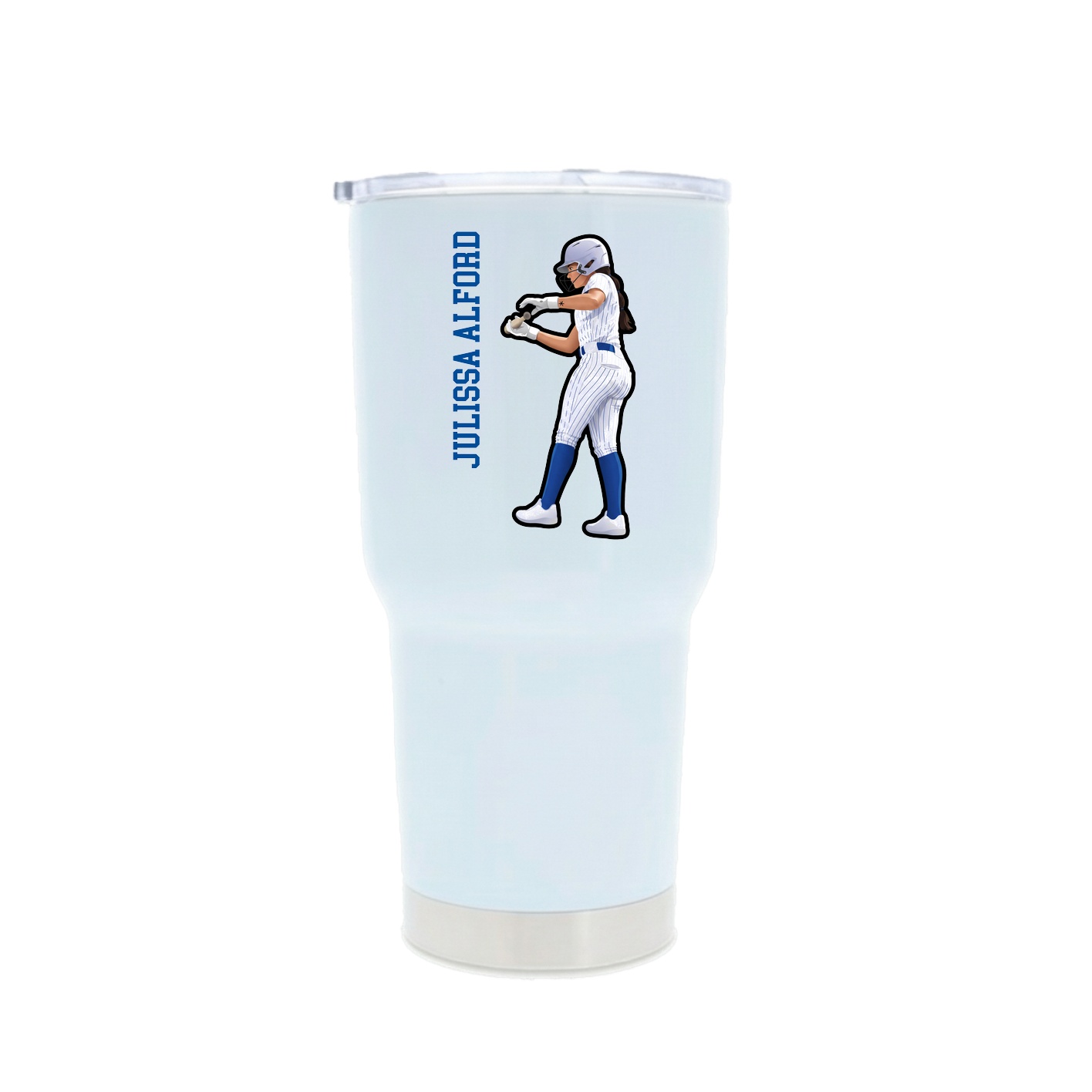 30oz Stainless Steel Tumbler — Name Vertical in White
