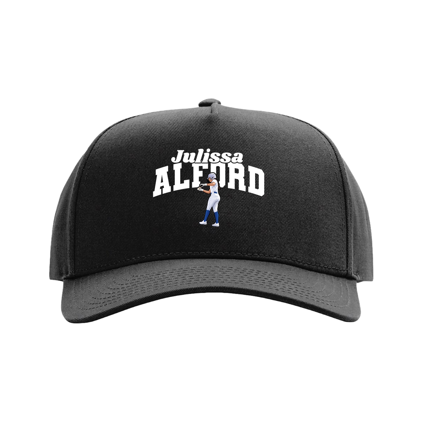 Full Fabric Five-Panel Champ Cap — Signature Arch in Black
