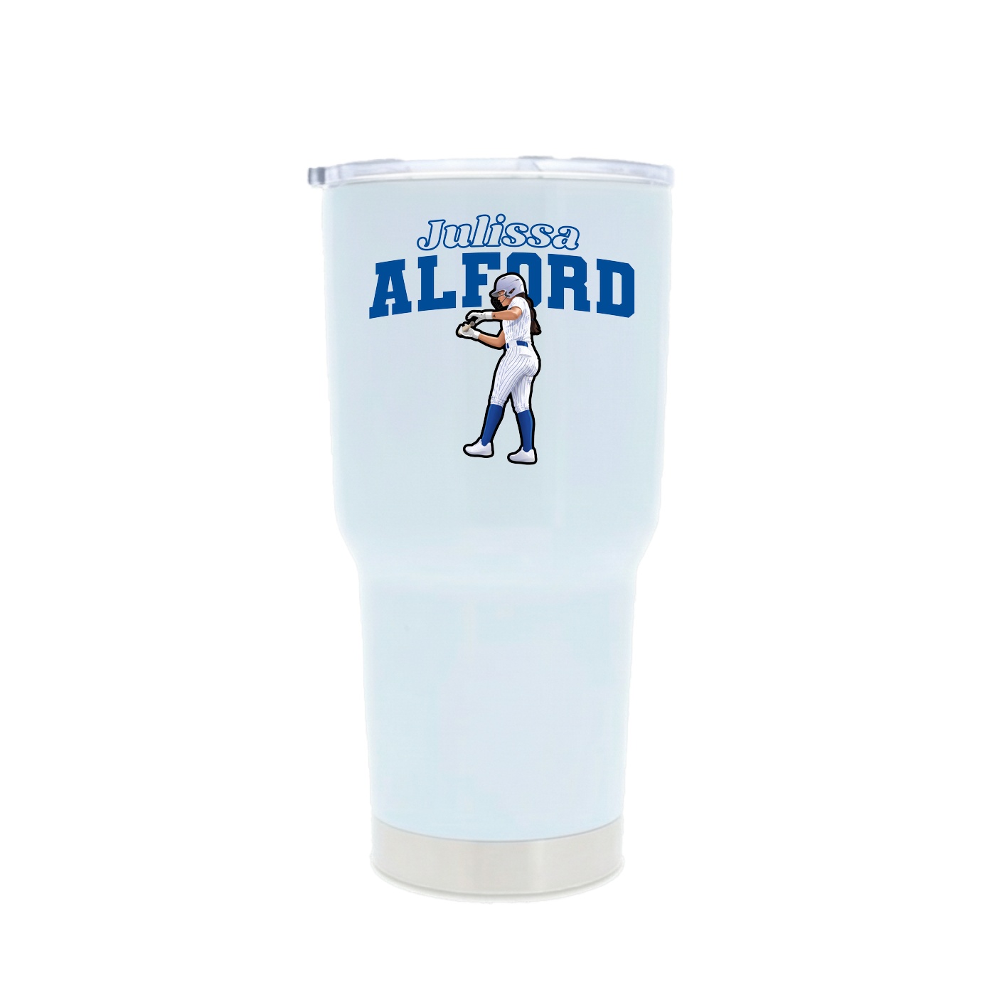 30oz Stainless Steel Tumbler — Name Arch in White