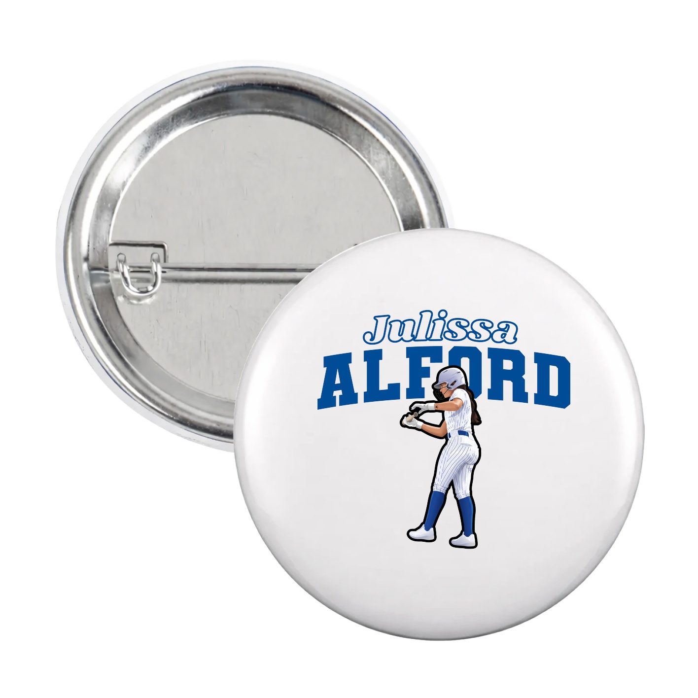 Game Day Button — Name Arch in White