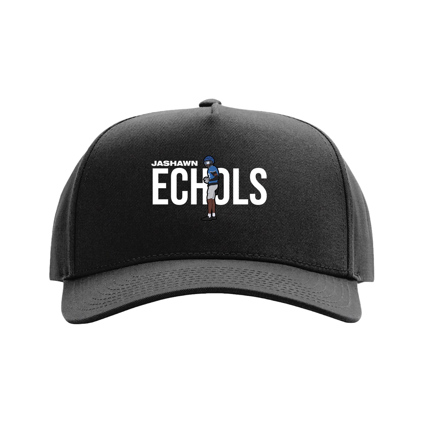 Full Fabric Five-Panel Champ Cap — Player Name in Black