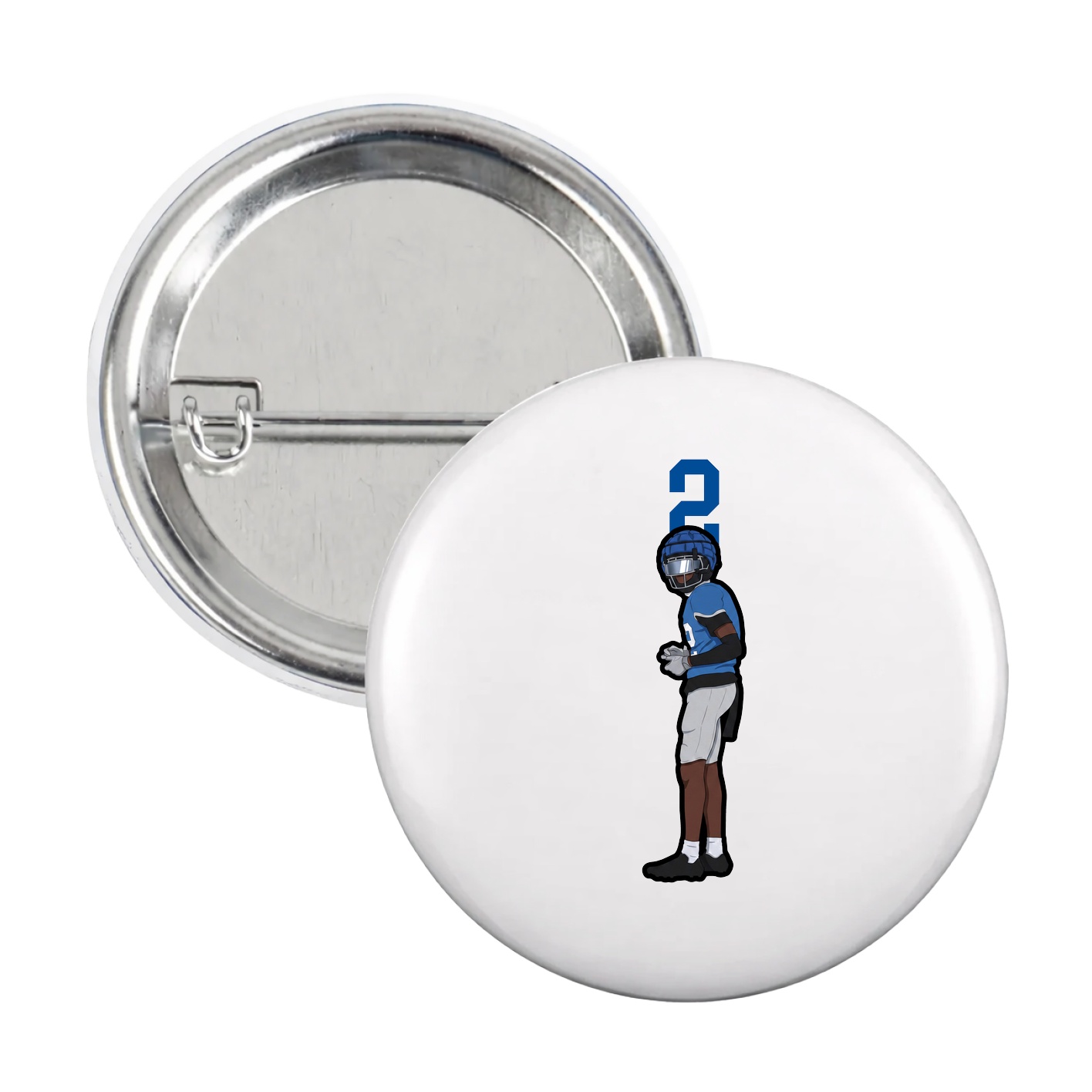 Game Day Button — Number Top in White