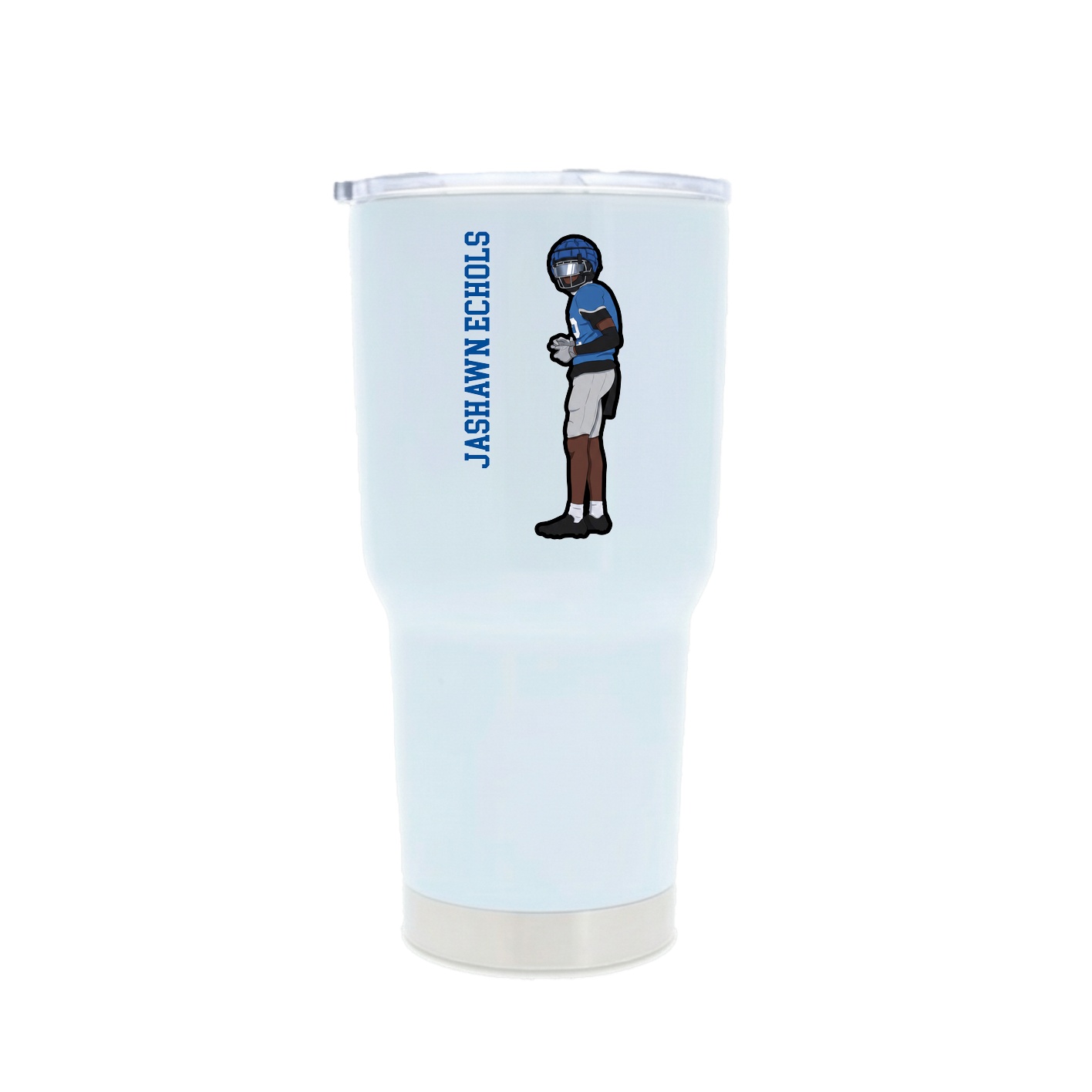 30oz Stainless Steel Tumbler — Name Vertical in White