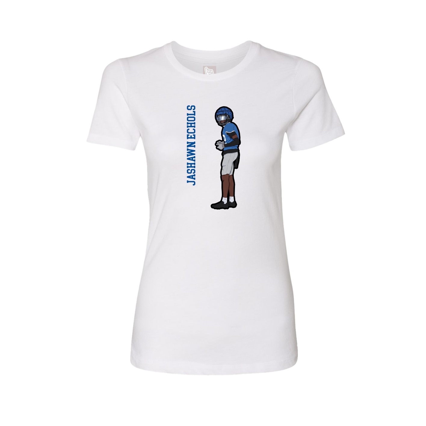 Fitted Women's Tee — Name Vertical in White