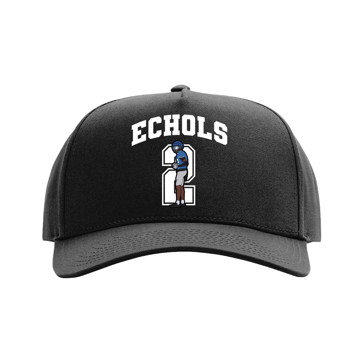 Full Fabric Five-Panel Champ Cap — Number in Black