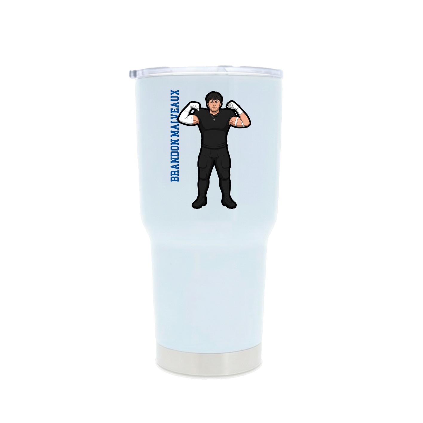 30oz Stainless Steel Tumbler — Name Vertical in White