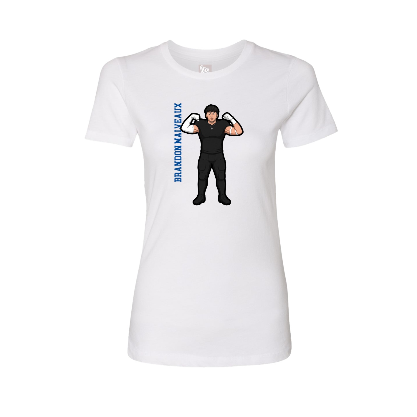 Fitted Women's Tee — Name Vertical in White
