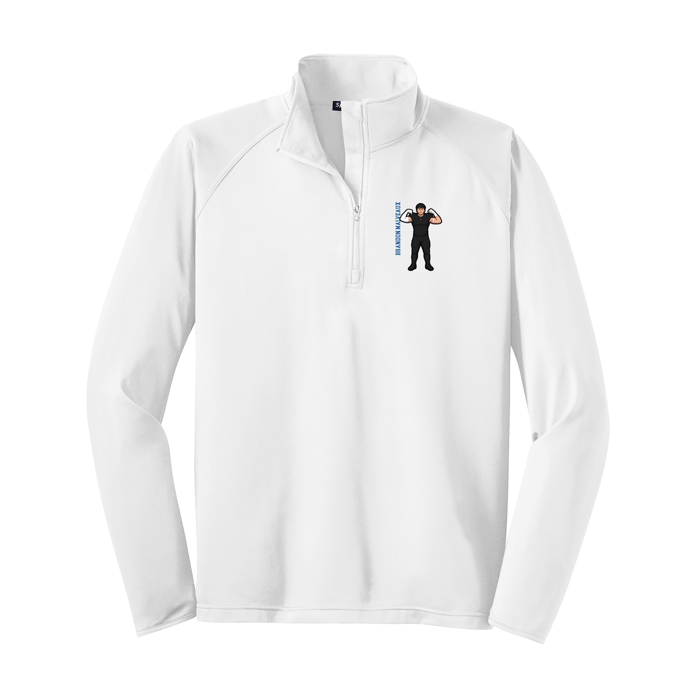 Q-Zip Pullover — Name Vertical in White