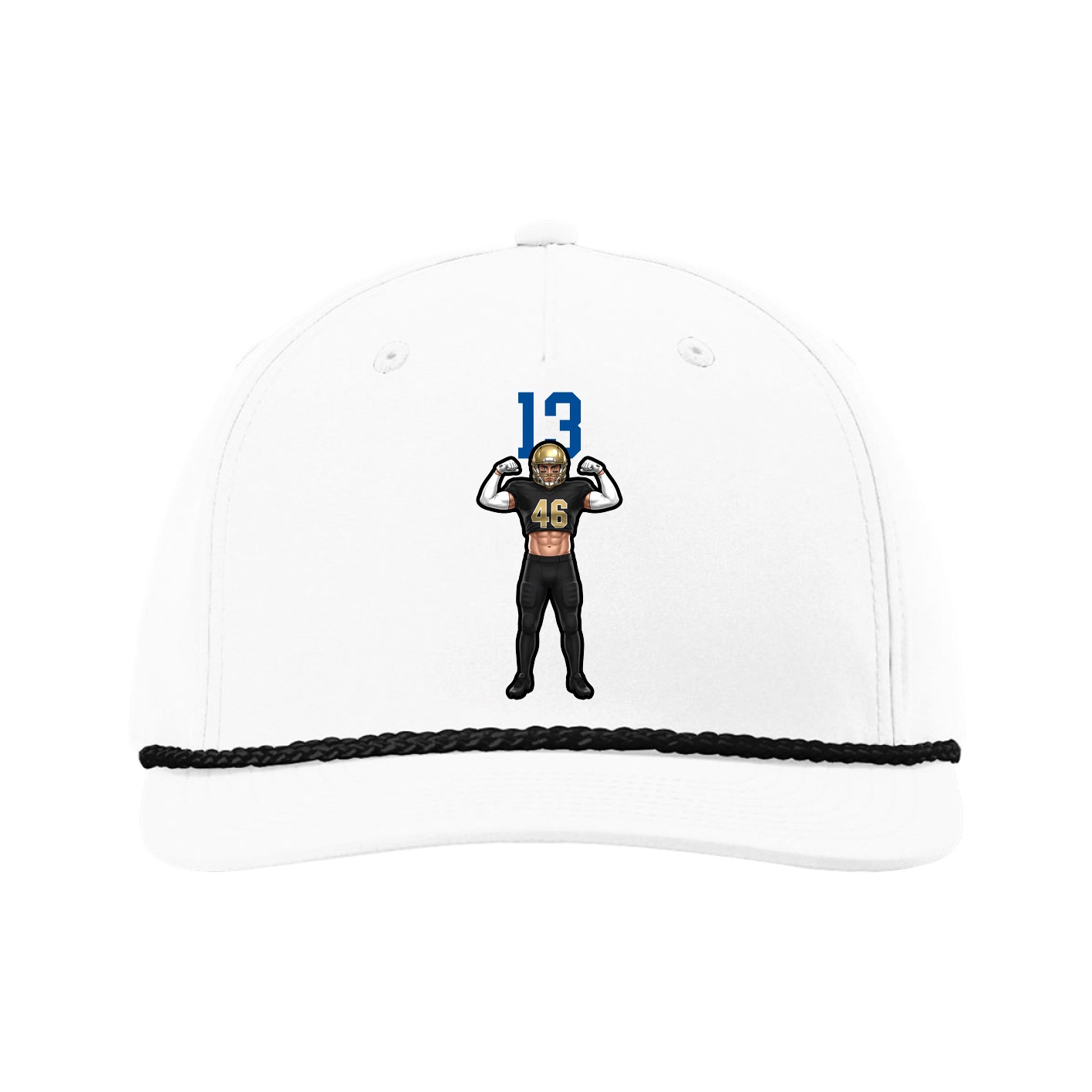 Five-Panel Classic Rope Cap — Number Top in White