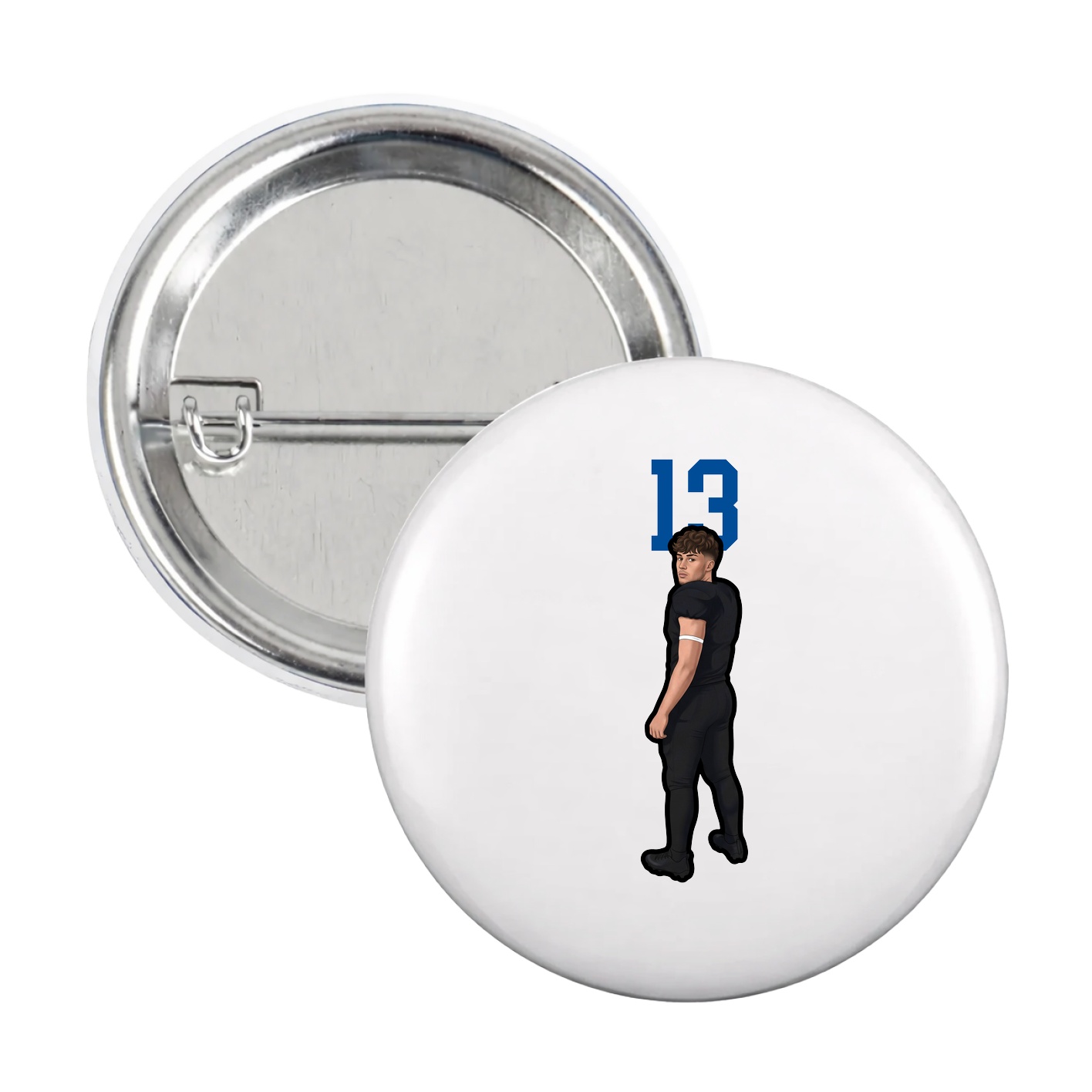 Game Day Button — Number Top in White