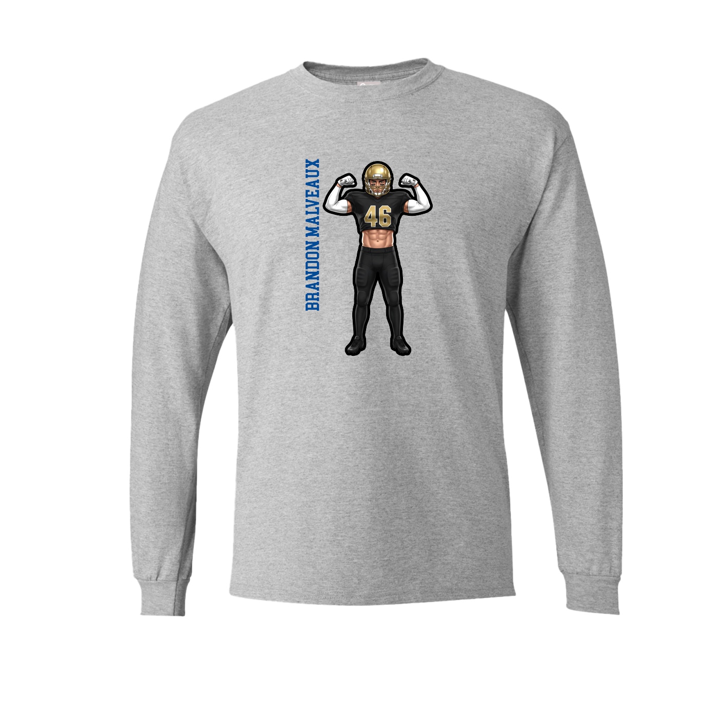 Long Sleeve Tee — Name Vertical in Grey