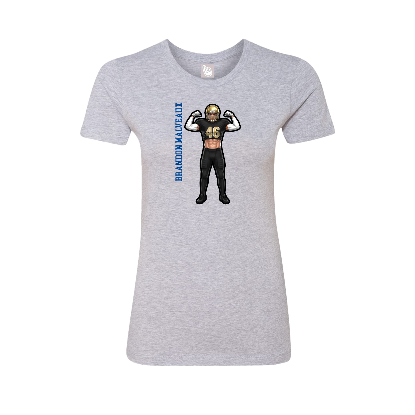 Fitted Women's Tee — Name Vertical in Grey
