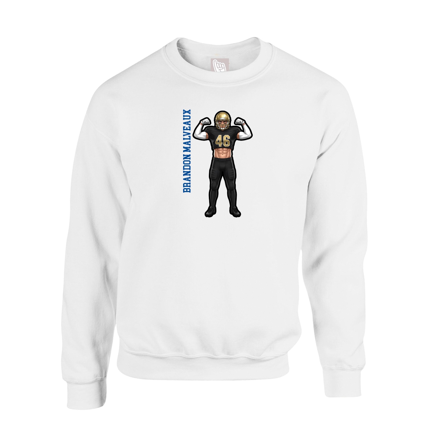 Fleece Crew — Name Vertical in White