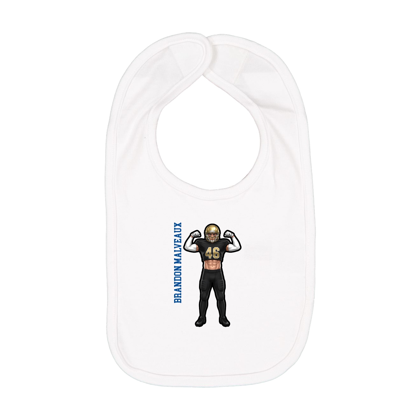 Infant Bib — Name Vertical in White