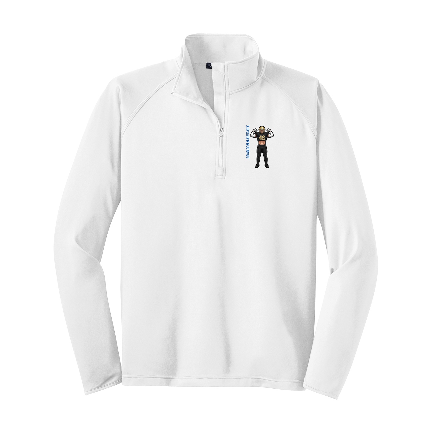 Q-Zip Pullover — Name Vertical in White