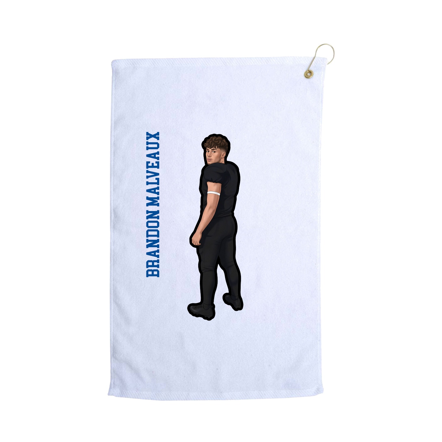 Golf Towel — Name Vertical in White