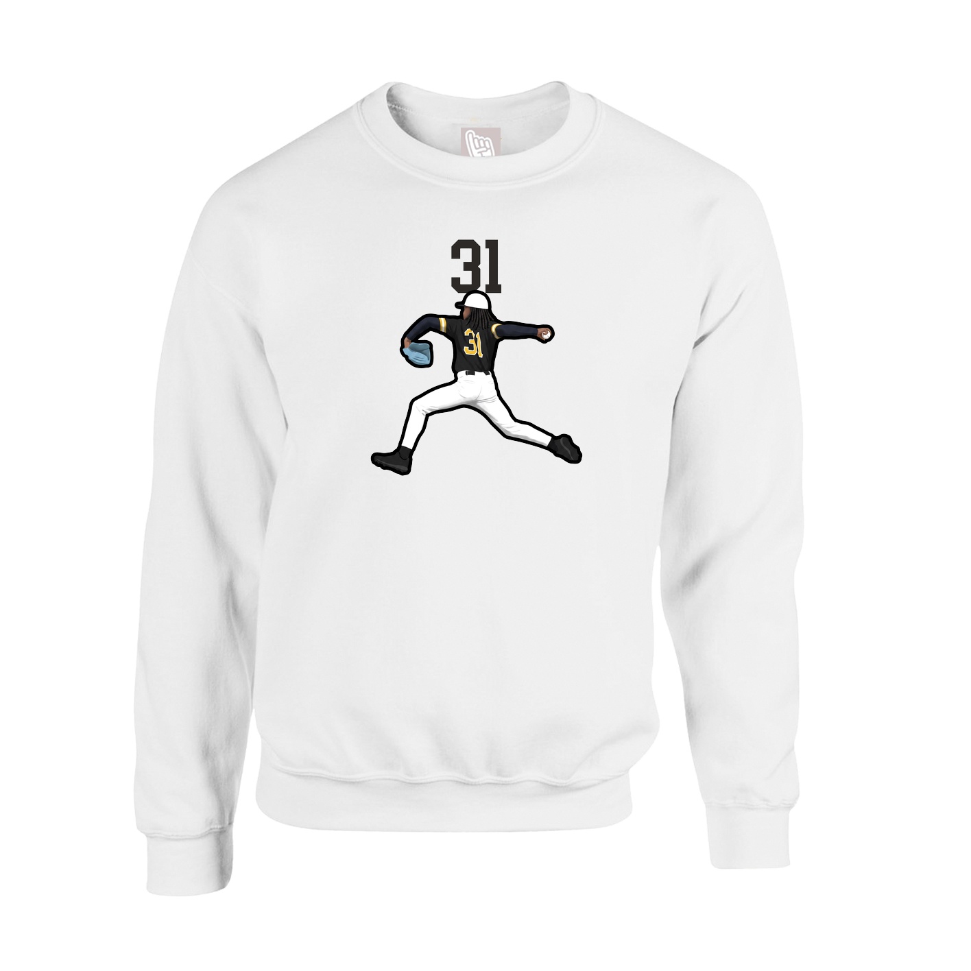 Fleece Crew — Number Top in White