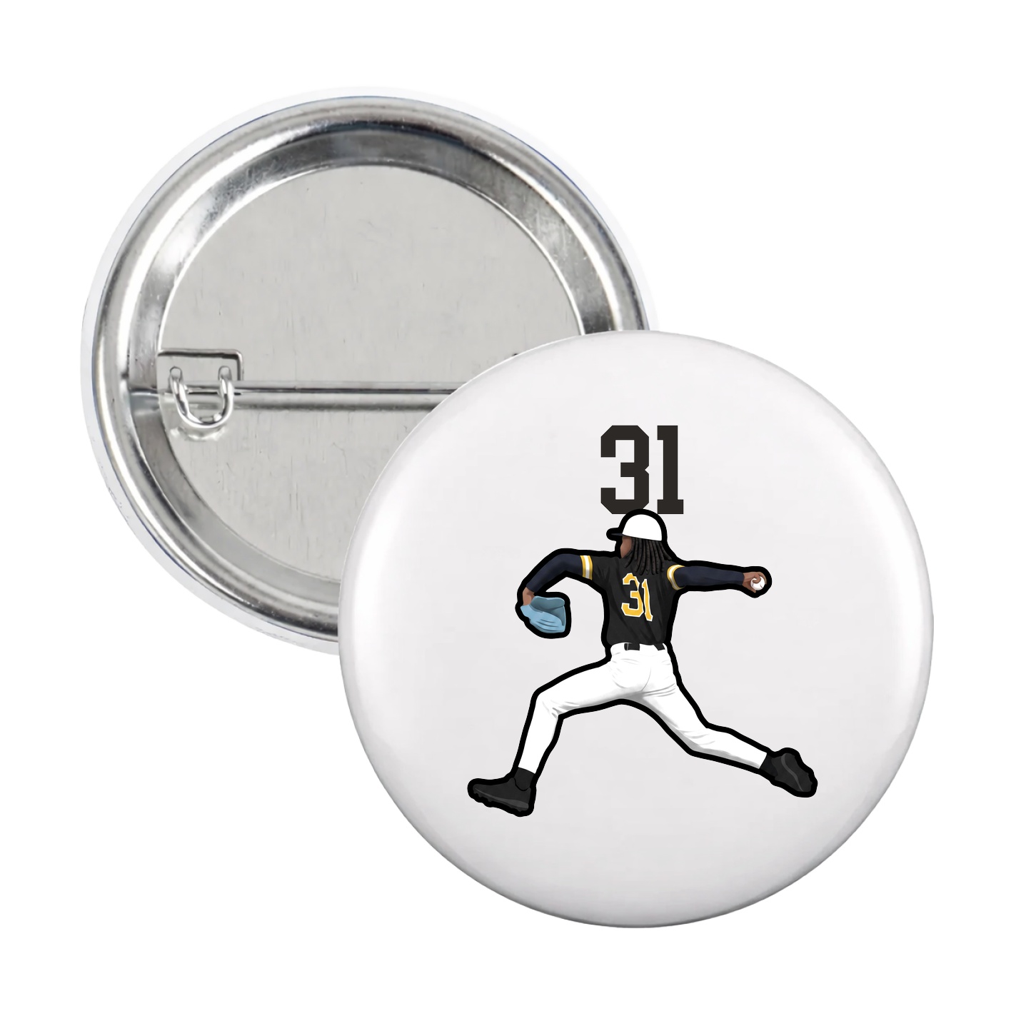 Game Day Button — Number Top in White