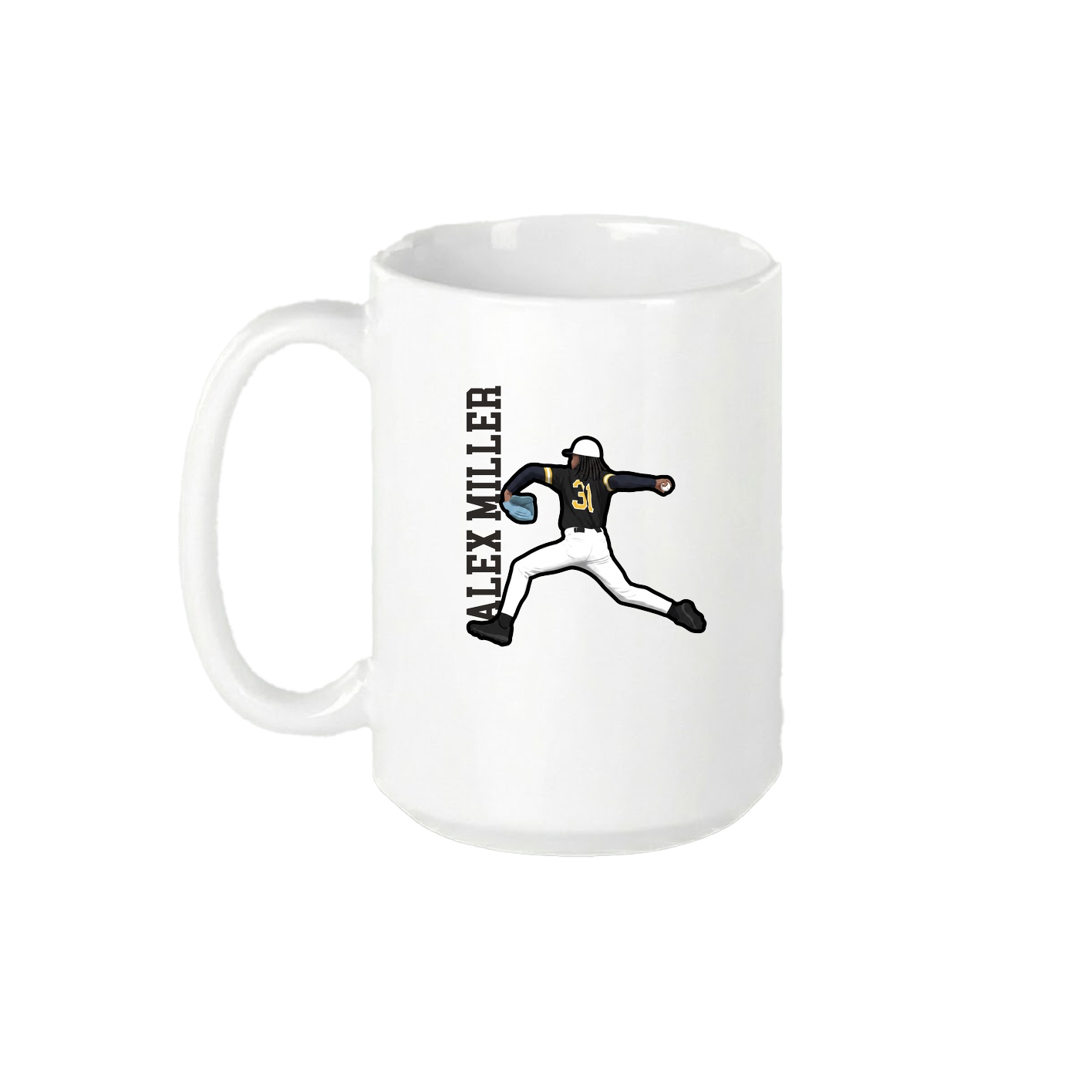 15oz Coffee Mug — Name Vertical in White