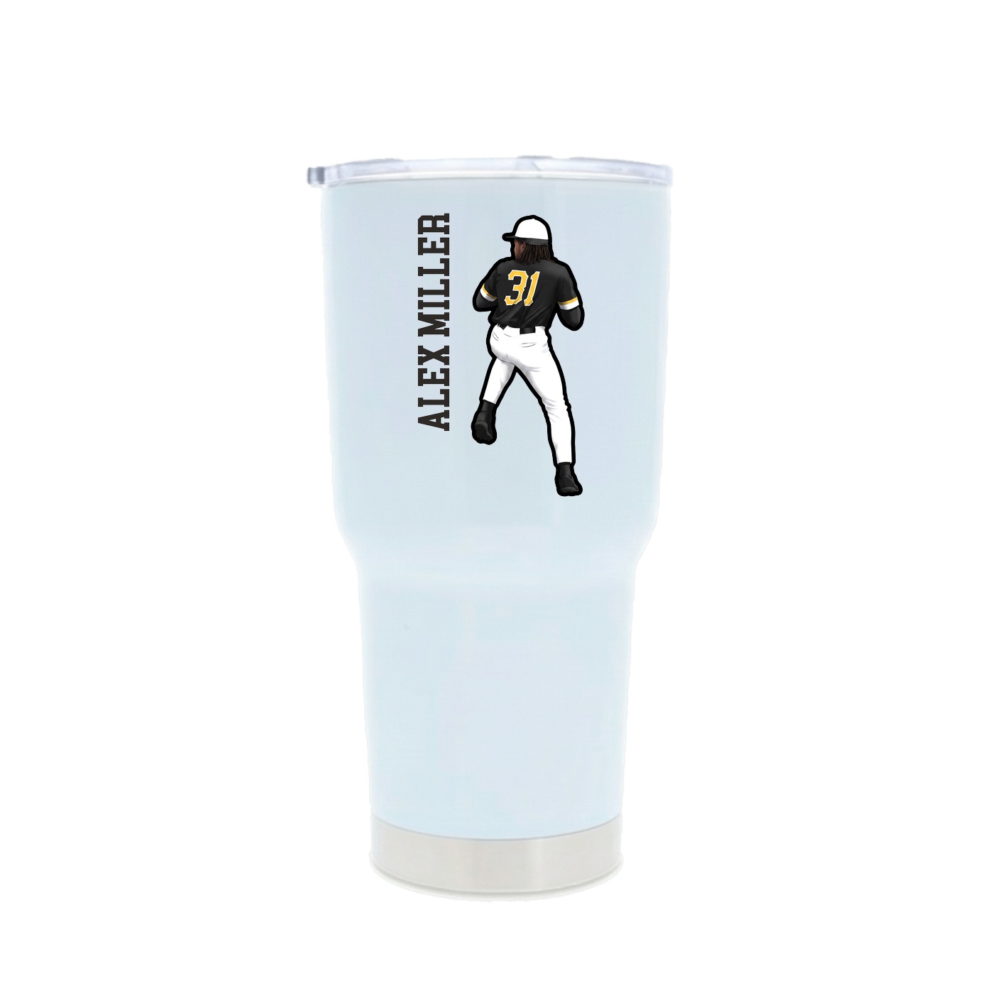 30oz Stainless Steel Tumbler — Name Vertical in White