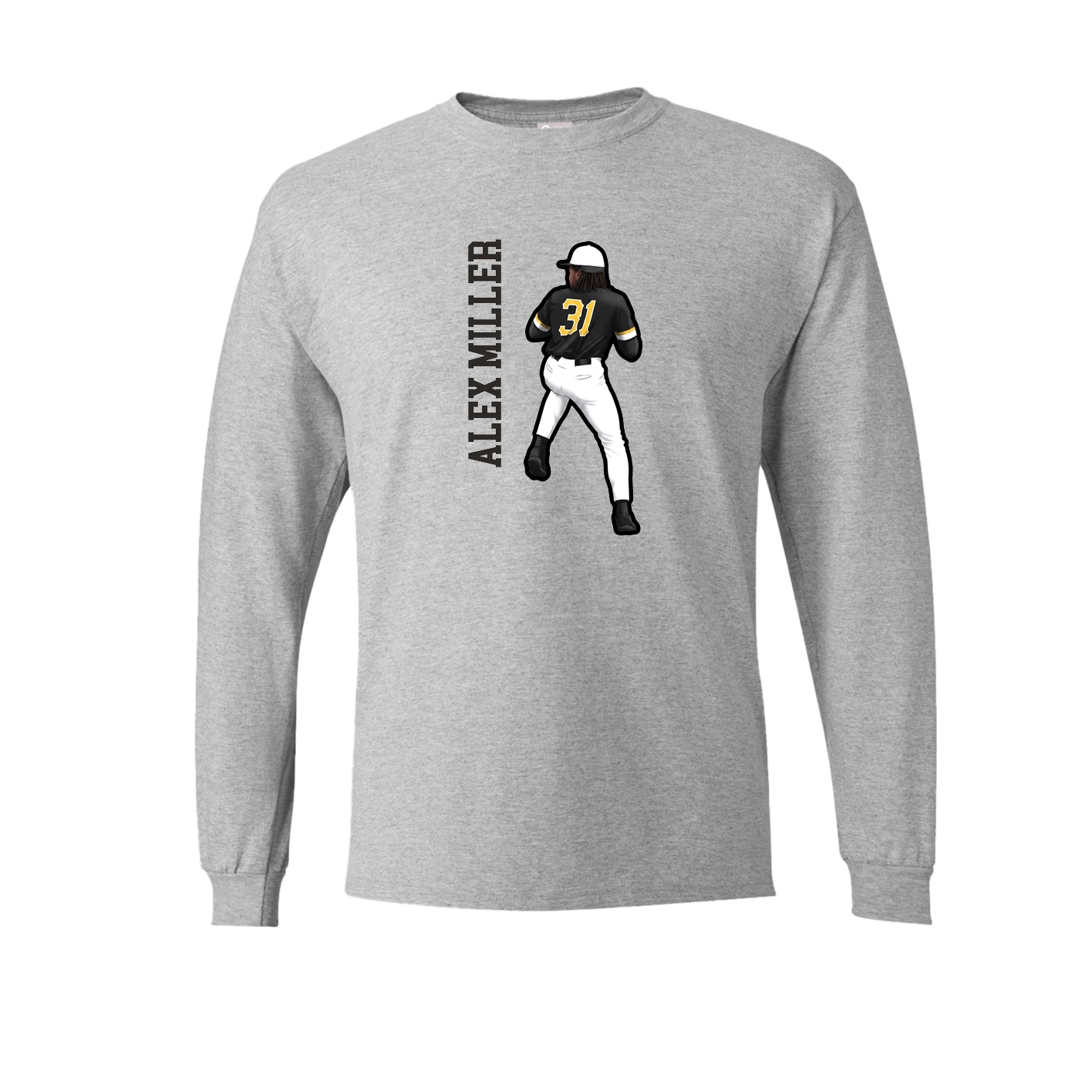 Long Sleeve Tee — Name Vertical in Grey