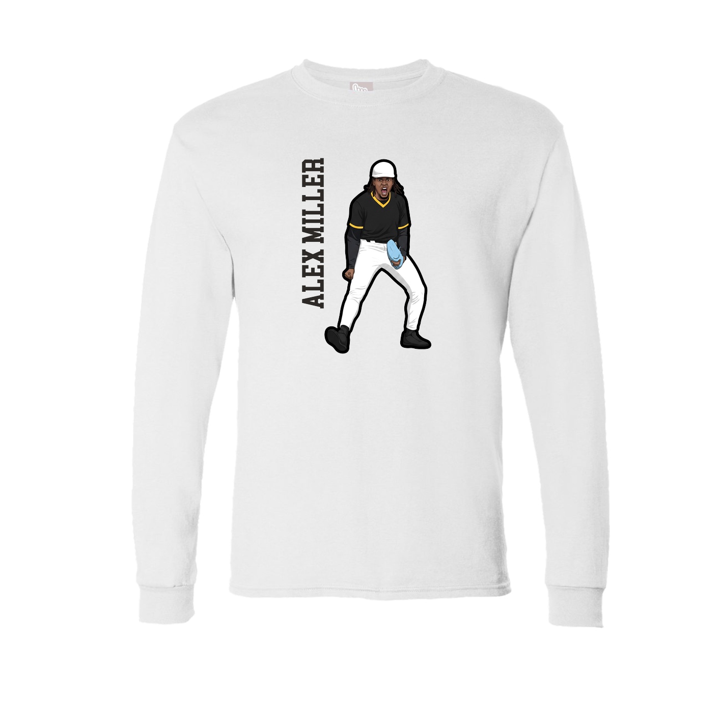 Long Sleeve Tee — Name Vertical in White