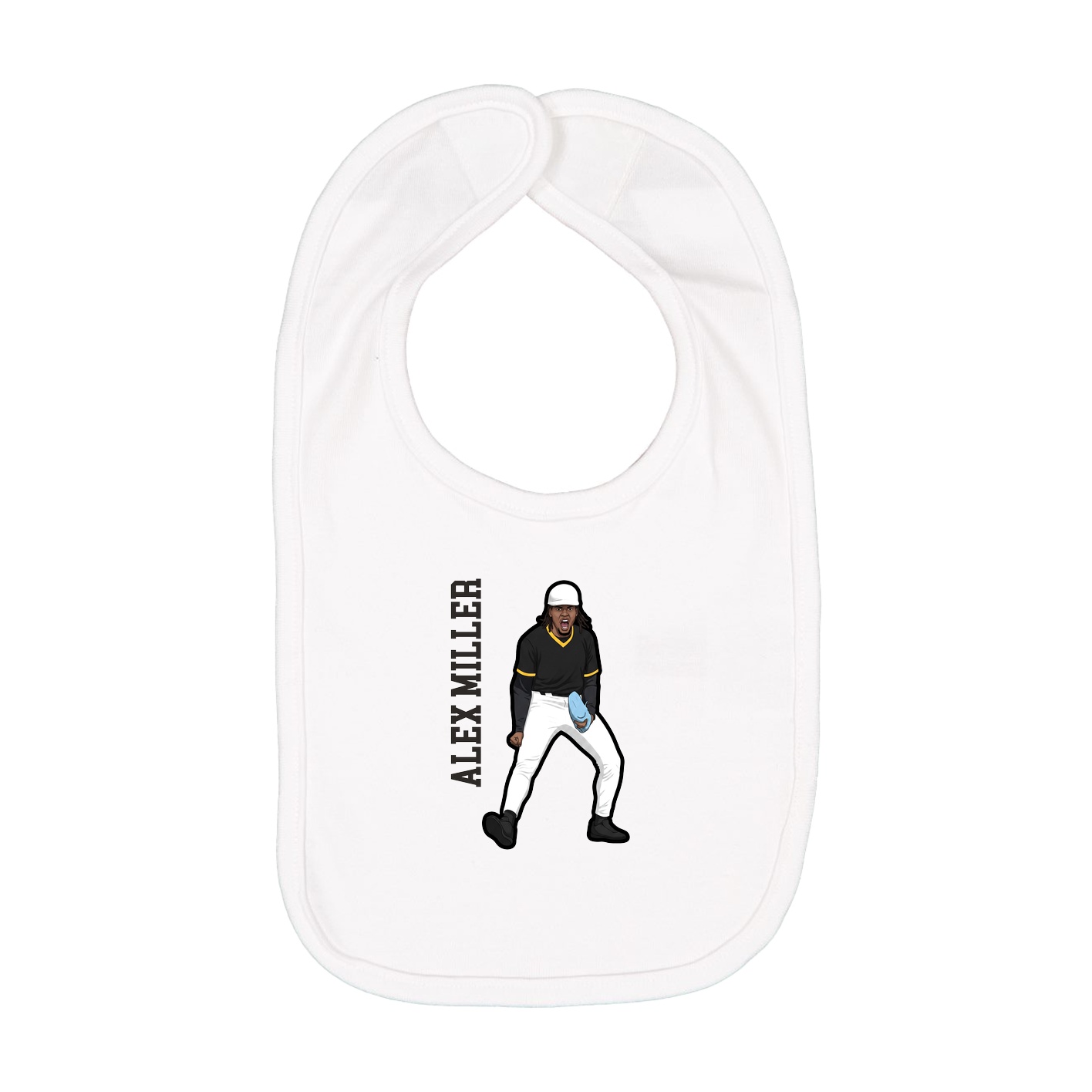 Infant Bib — Name Vertical in White