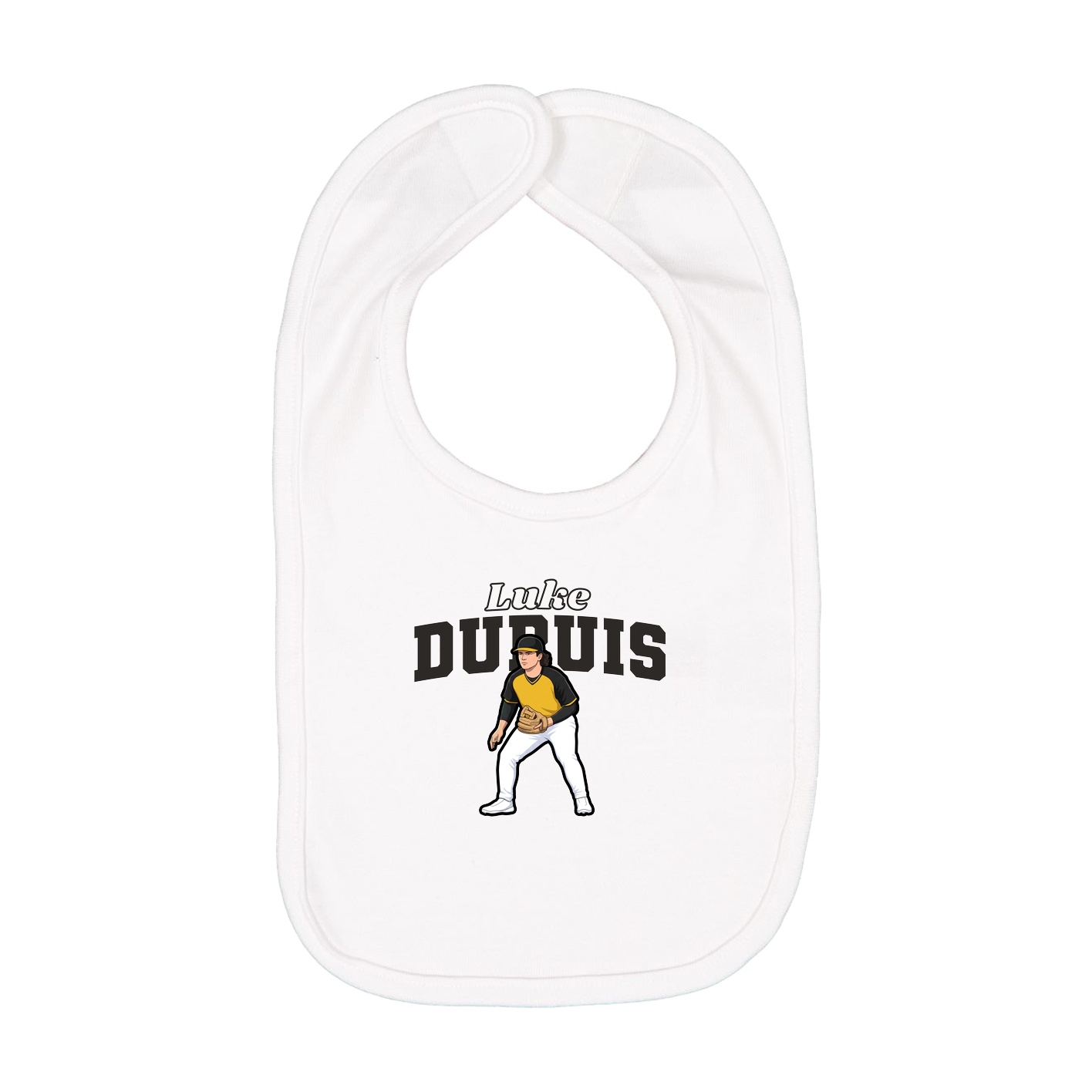 Infant Bib — Name Arch in White