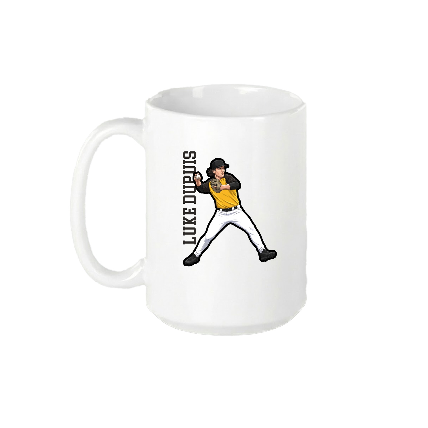 15oz Coffee Mug — Name Vertical in White