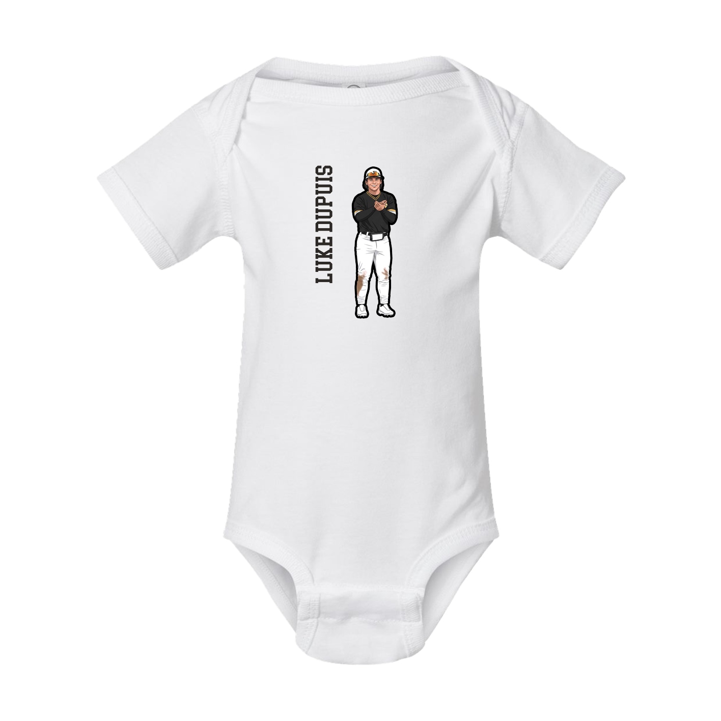 Baby Onesie — Name Vertical in White