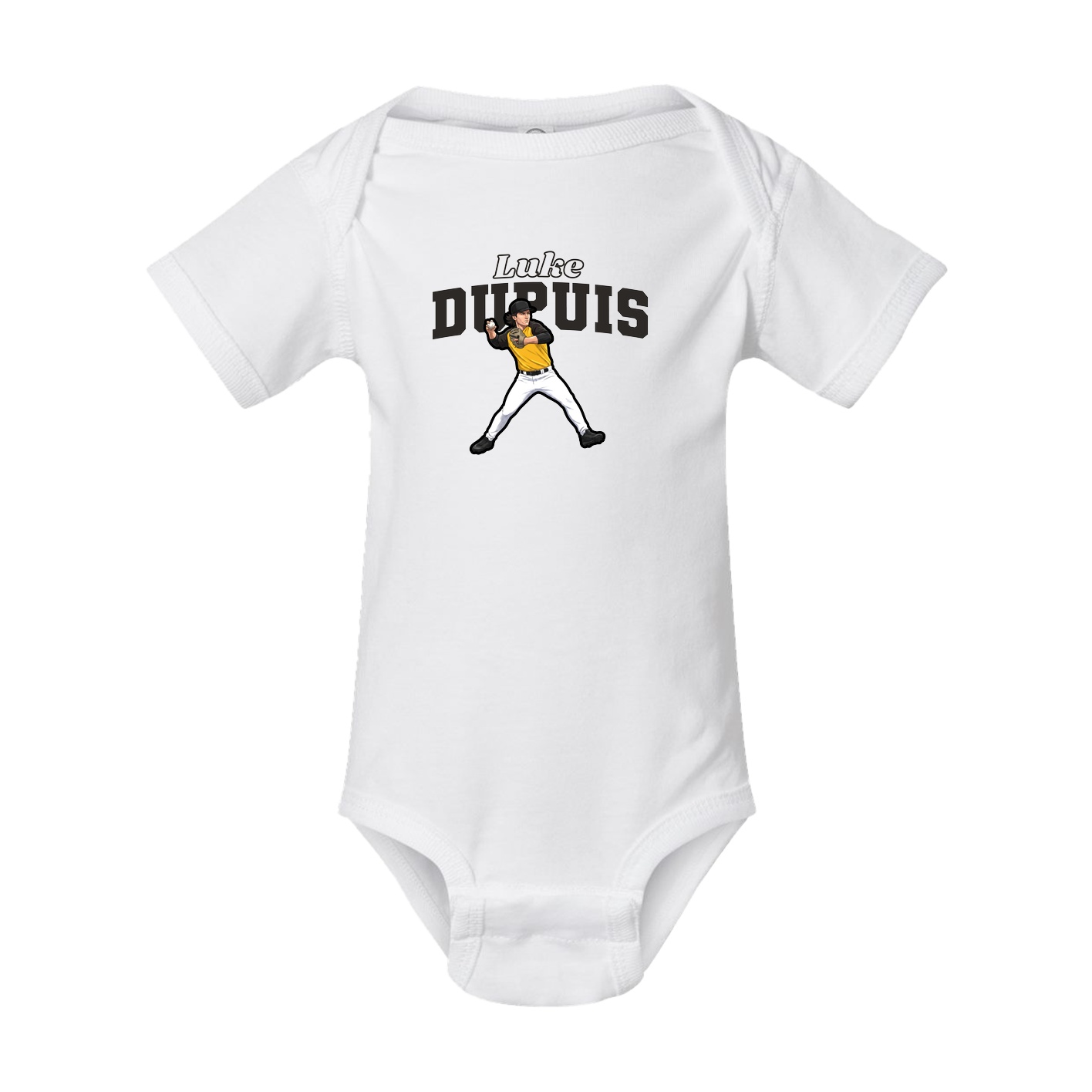 Baby Onesie — Name Arch in White