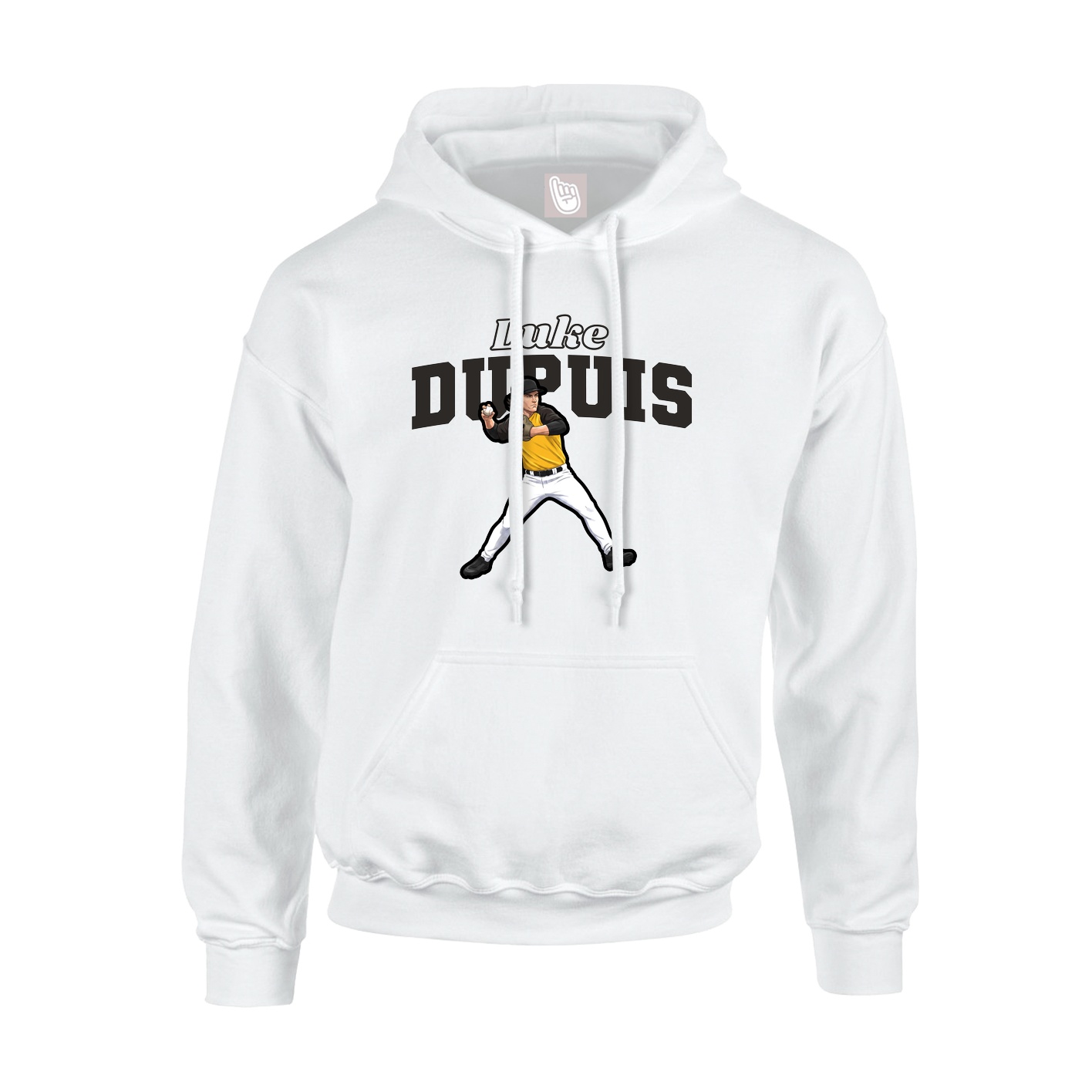 Youth Hoodie — Name Arch in White