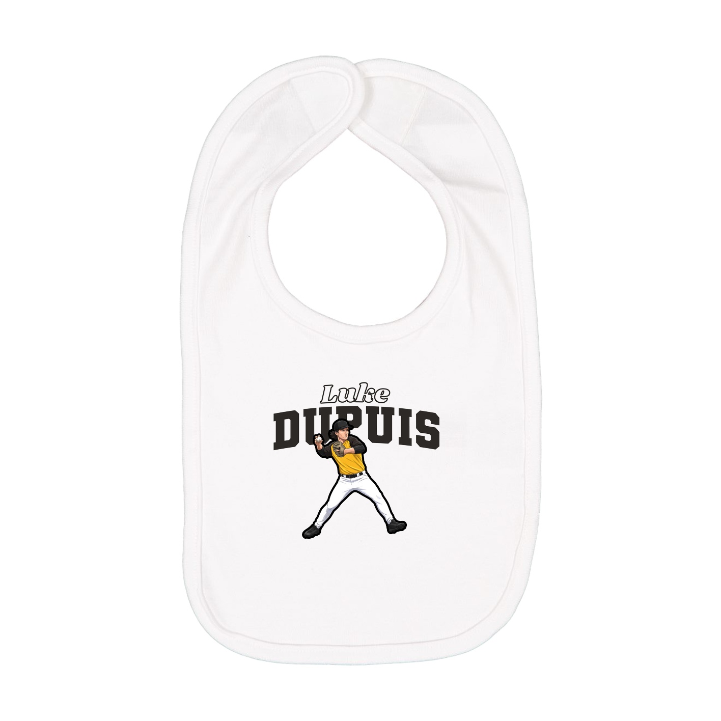 Infant Bib — Name Arch in White