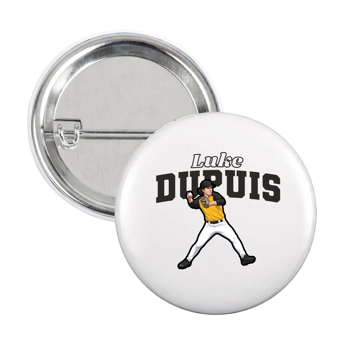 Game Day Button — Name Arch in White