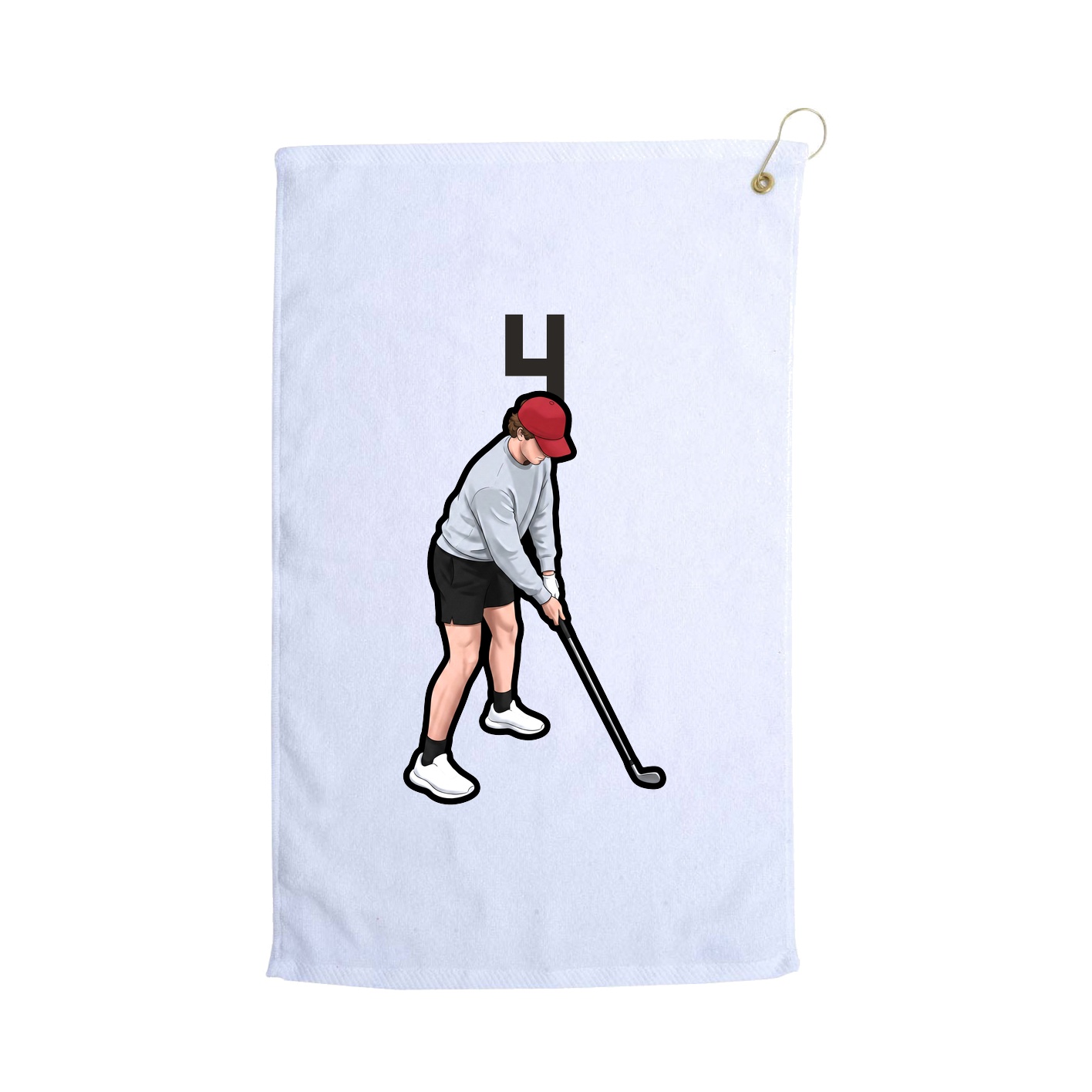 Golf Towel — Number Top in White