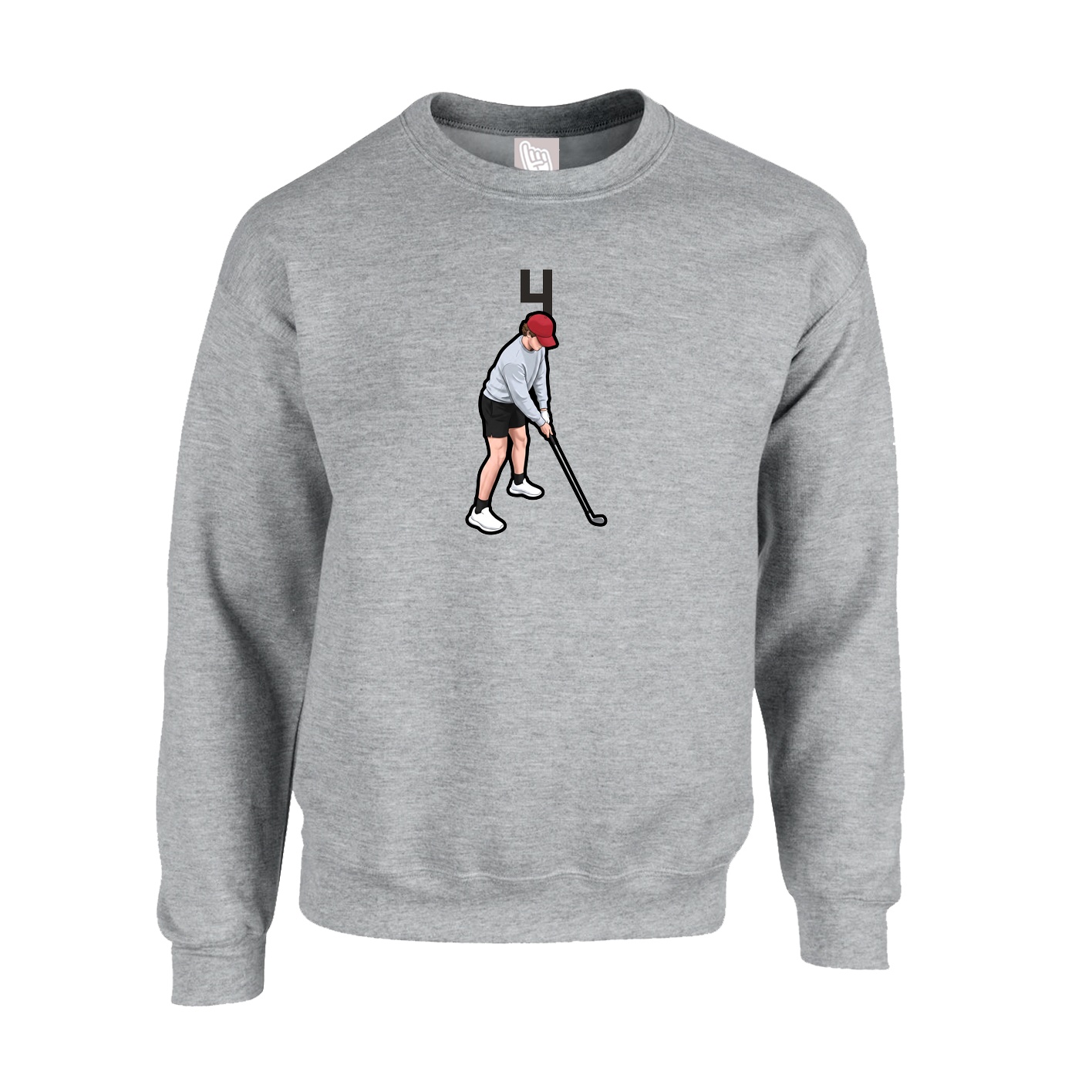 Fleece Crew — Number Top in Grey