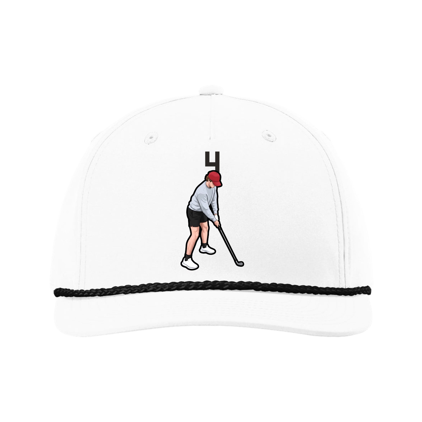 Five-Panel Classic Rope Cap — Number Top in White