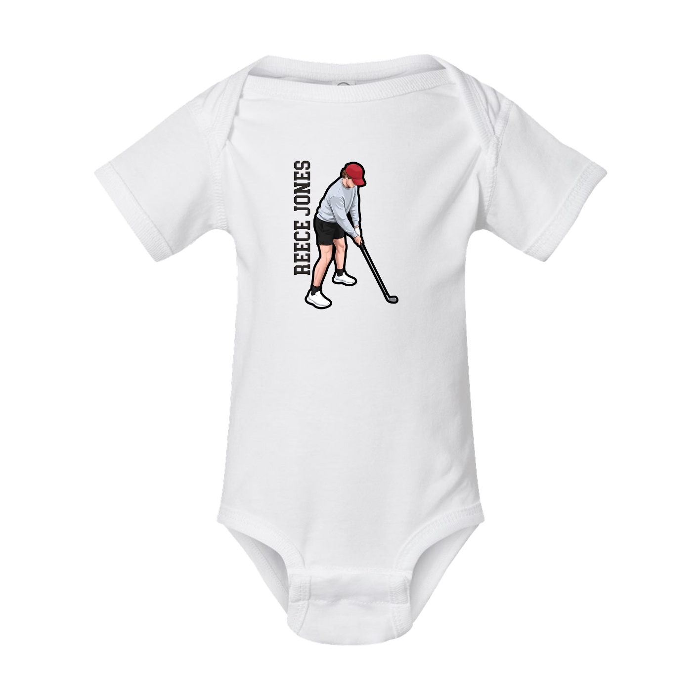 Baby Onesie — Name Vertical in White