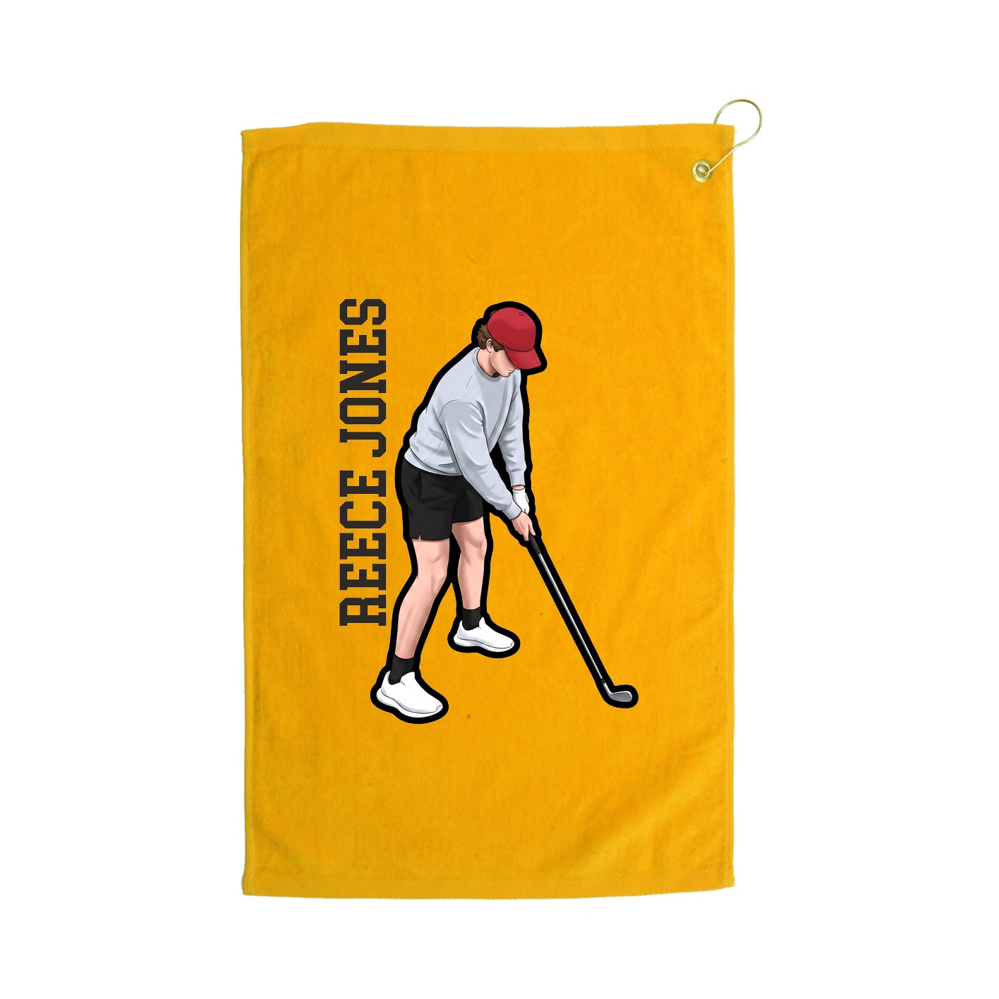 Golf Towel — Name Vertical in Gold