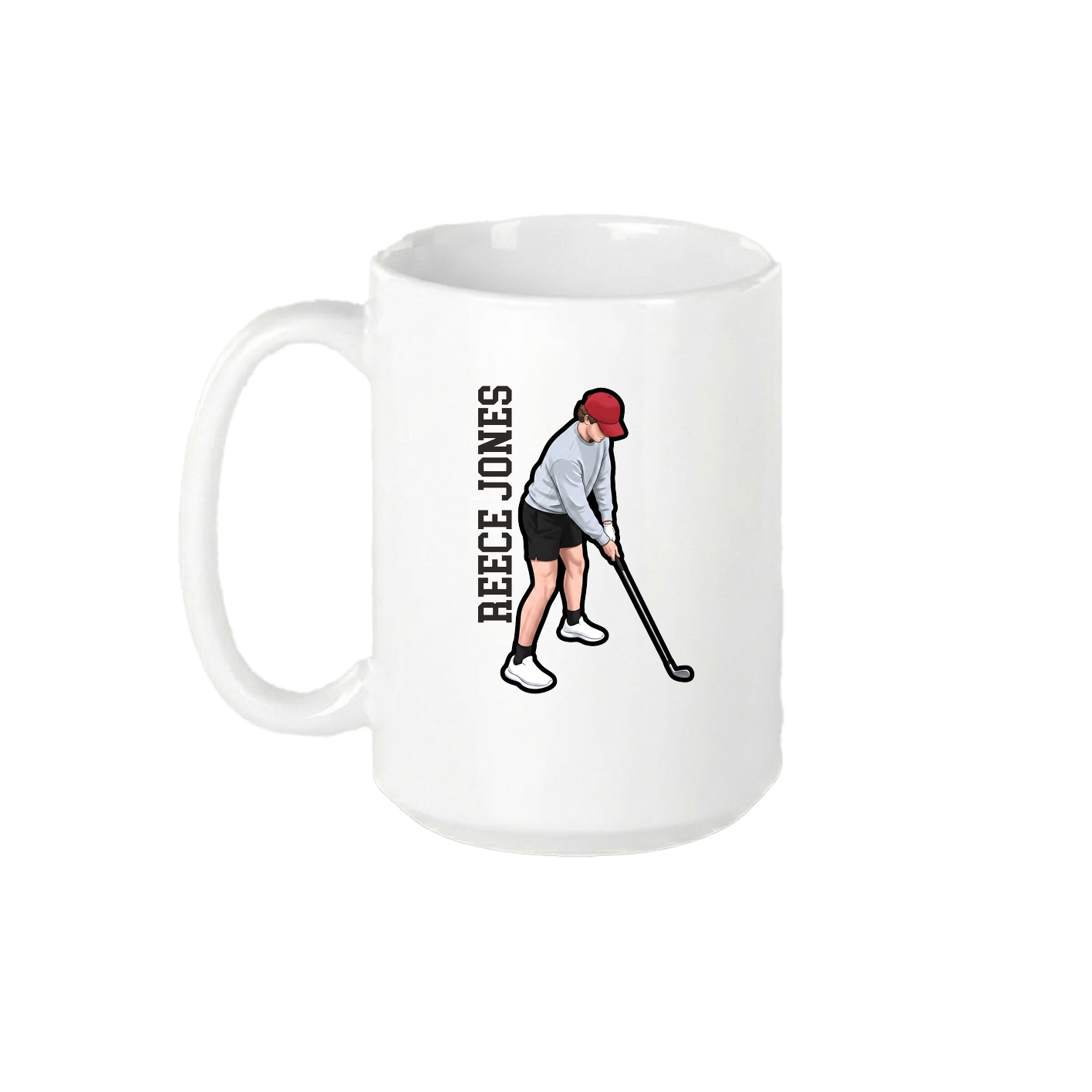 15oz Coffee Mug — Name Vertical in White