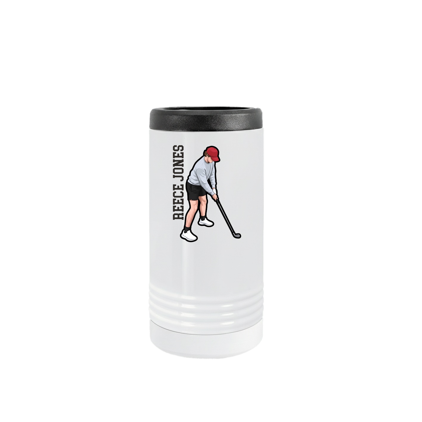 Slim Beverage Holder — Name Vertical in White