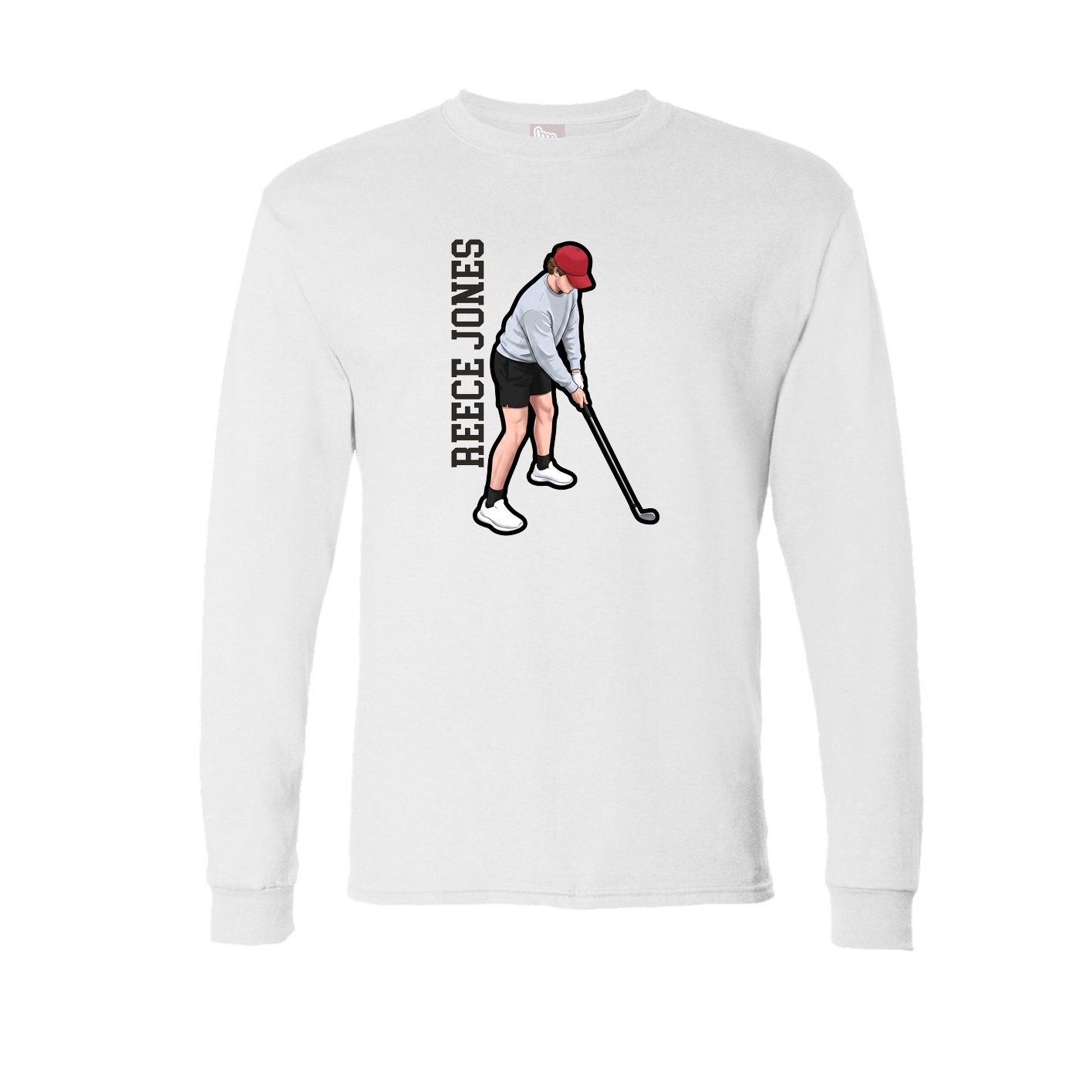 Long Sleeve Tee — Name Vertical in White