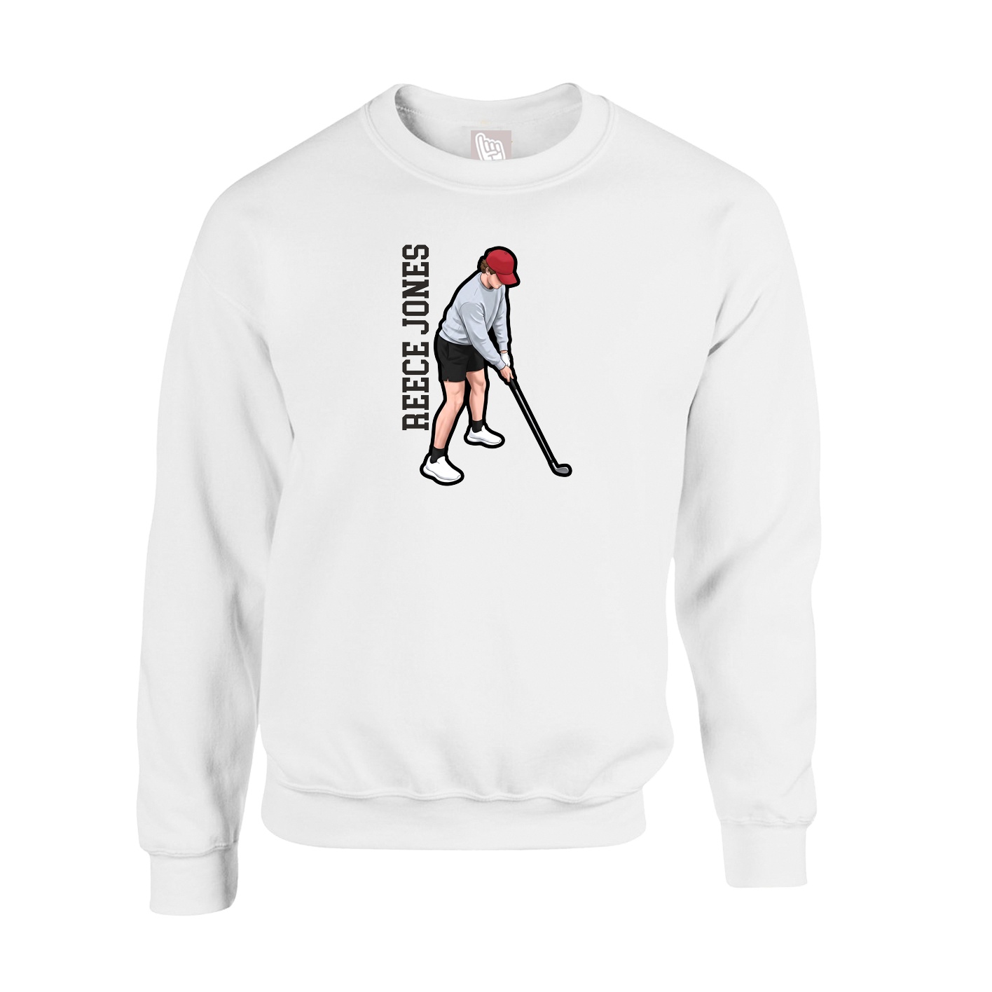 Fleece Crew — Name Vertical in White